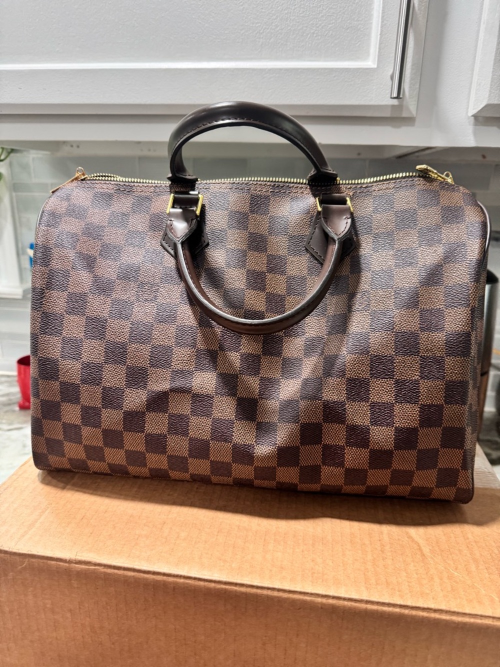 Bag Brown Satchel with Red Interior and Gold Hardware - Picture 7 of 10